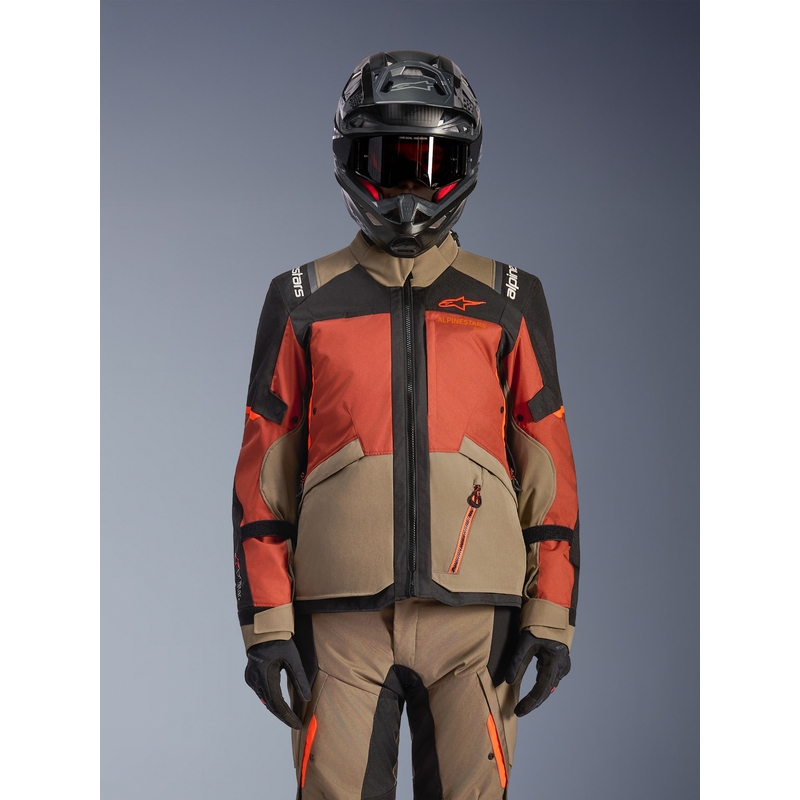 Alpinestars Andes V4 Drystar motoros kabát világosbarna-sötétnarancssárga-fekete
