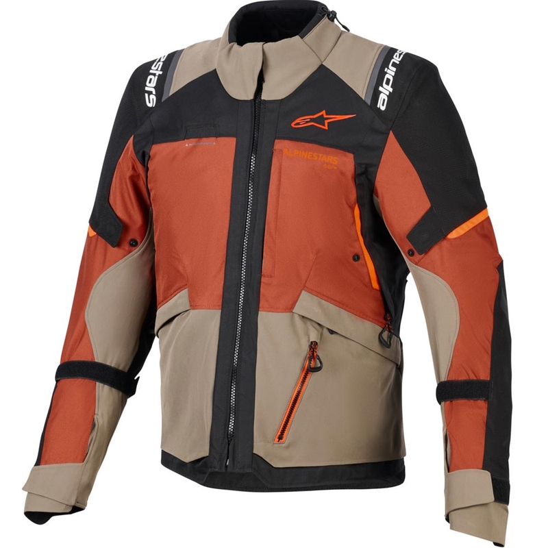 Alpinestars Andes V4 Drystar motoros kabát világosbarna-sötétnarancssárga-fekete