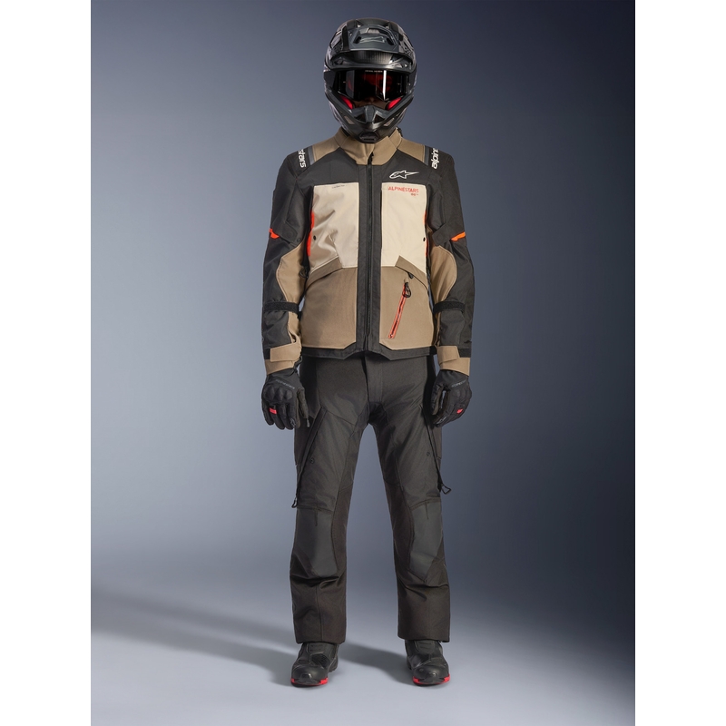 Alpinestars Andes V4 Drystar motoros kabát krémszínű-világosbarna-fekete-fluo narancssárga
