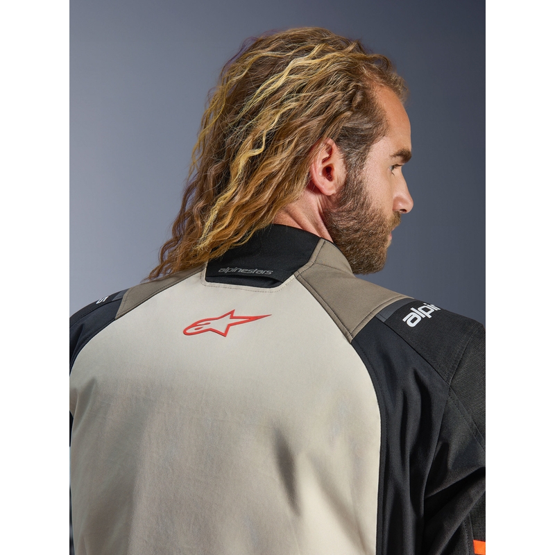 Alpinestars Andes V4 Drystar motoros kabát krémszínű-világosbarna-fekete-fluo narancssárga
