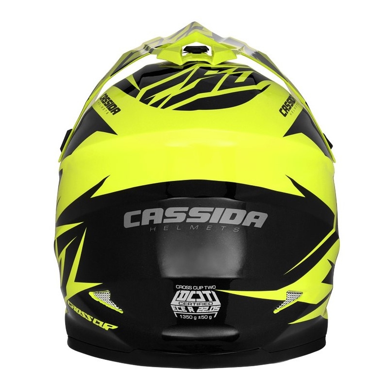Motocross sisak Cassida Cross Cup Két fekete-szürke-fluo sárga