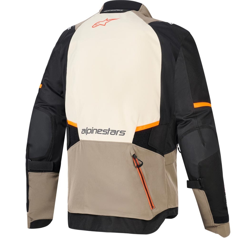 Alpinestars Andes V4 Drystar motoros kabát krémszínű-világosbarna-fekete-fluo narancssárga