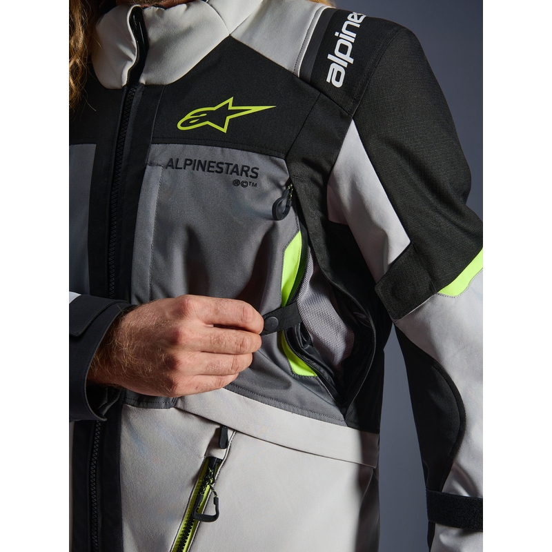 Alpinestars Andes V4 Drystar motoros kabát sötétszürke-világosszürke-fekete-fluo sárga