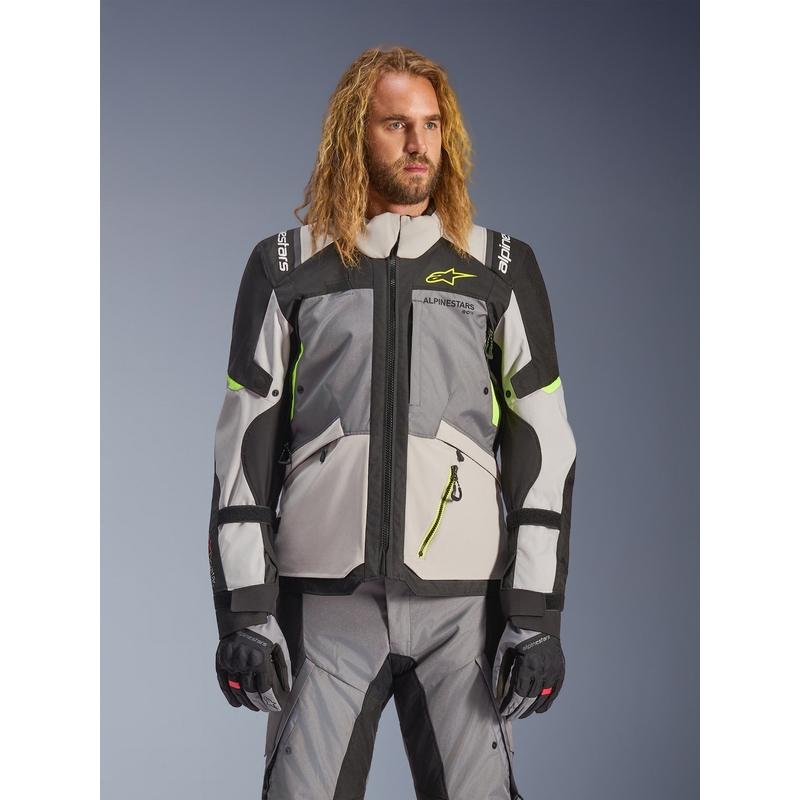 Alpinestars Andes V4 Drystar motoros kabát sötétszürke-világosszürke-fekete-fluo sárga