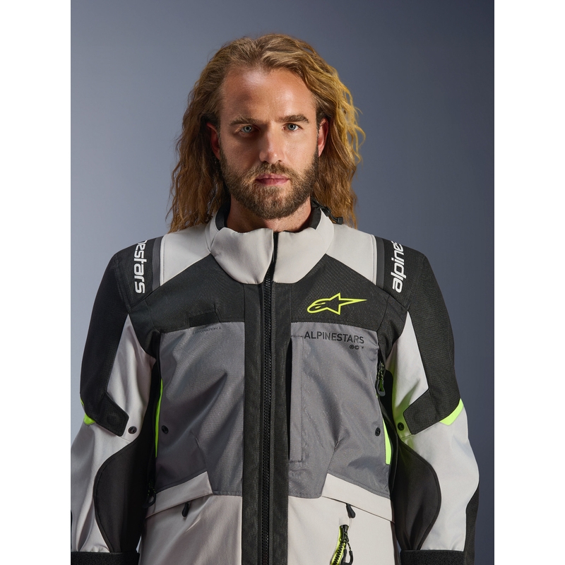 Alpinestars Andes V4 Drystar motoros kabát sötétszürke-világosszürke-fekete-fluo sárga