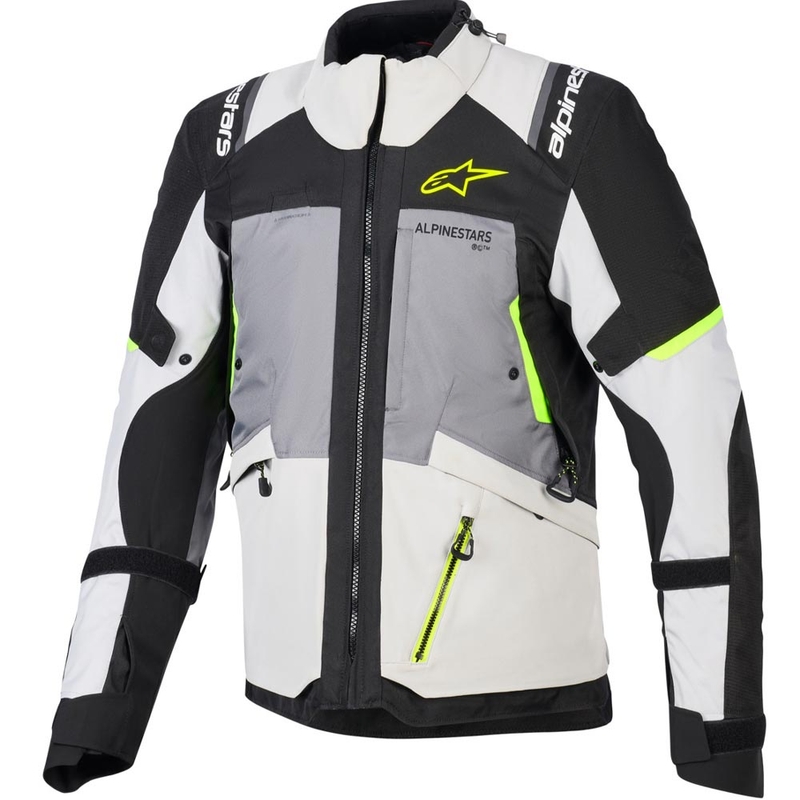 Alpinestars Andes V4 Drystar motoros kabát sötétszürke-világosszürke-fekete-fluo sárga