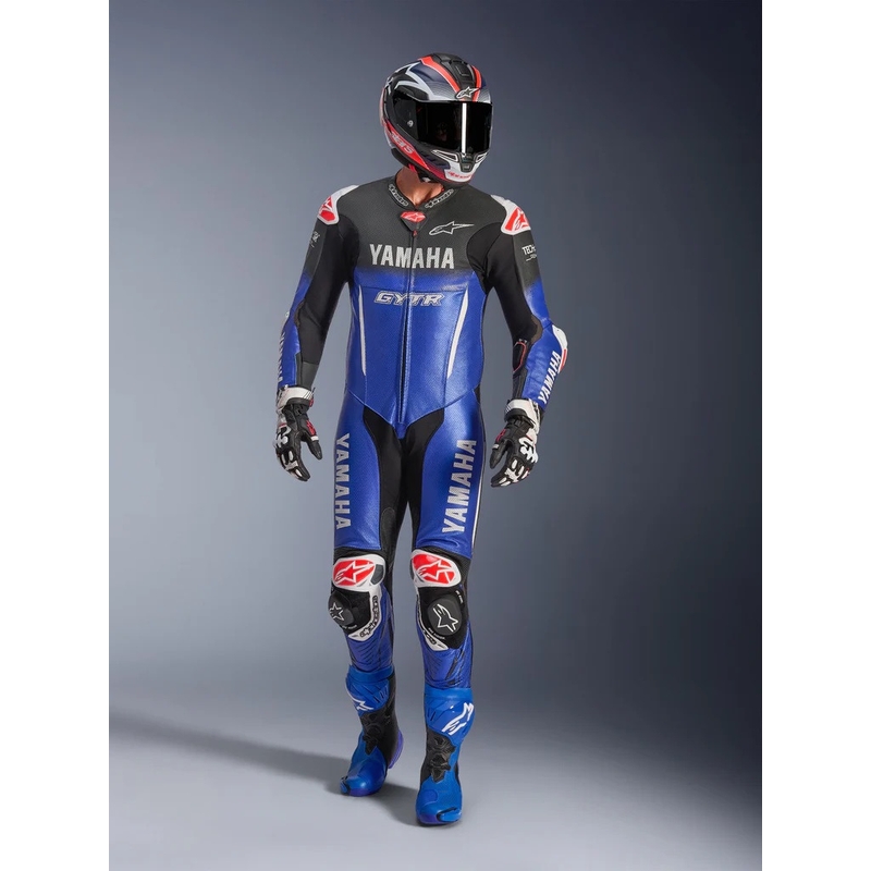 Alpinestars GP-R7 YAMAHA GYTR kollekció TECH-AIR kompatibilis motoros egyrészes bőroverál kék-fekete-fehér-piros