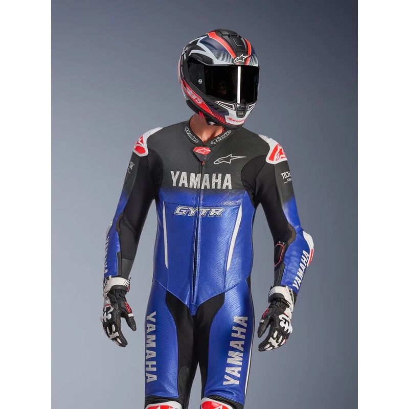 Alpinestars GP-R7 YAMAHA GYTR kollekció TECH-AIR kompatibilis motoros egyrészes bőroverál kék-fekete-fehér-piros