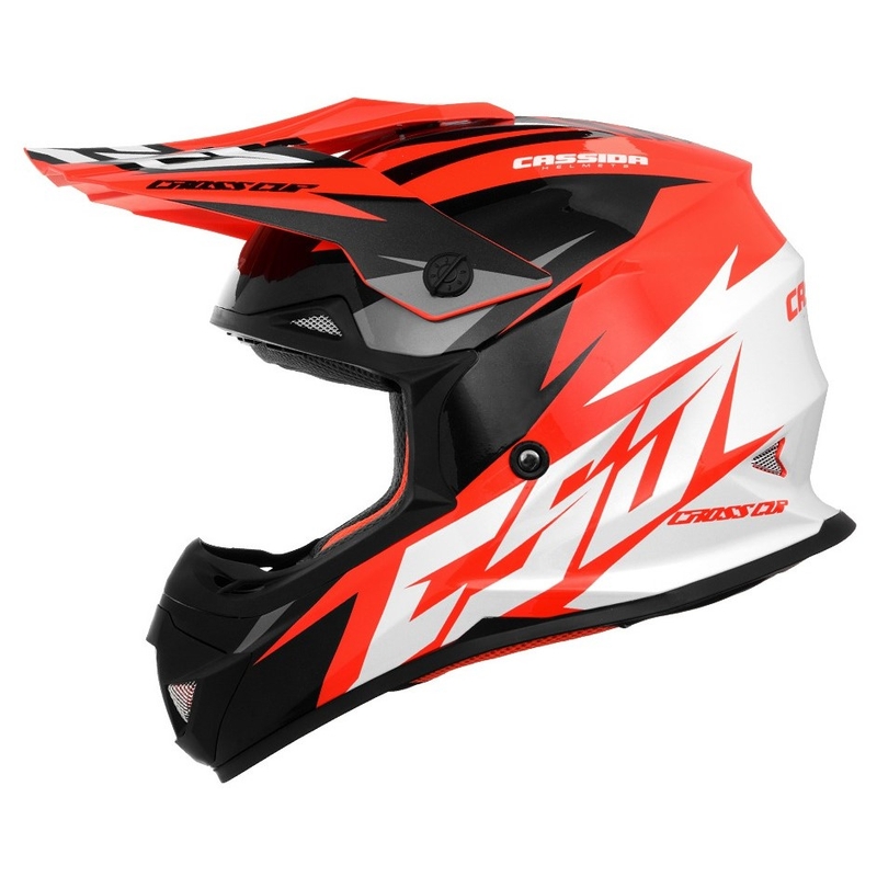 Motocross sisak Cassida Cross Cup Two fekete-fehér-szürke-neon narancssárga