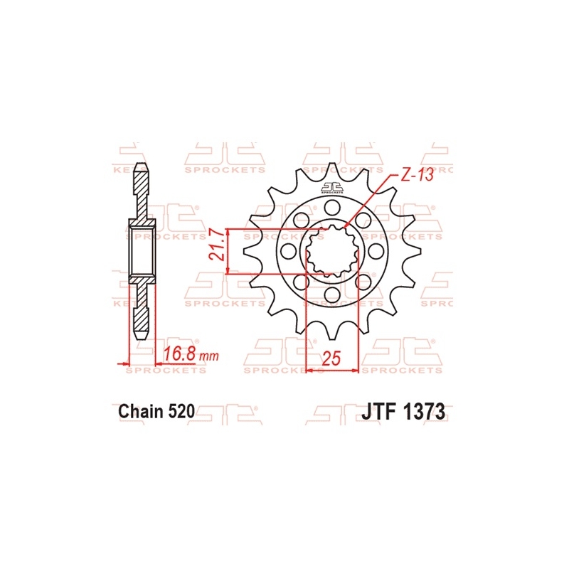 Első lánckerék JT 16 fogak,520 rubber cushioned