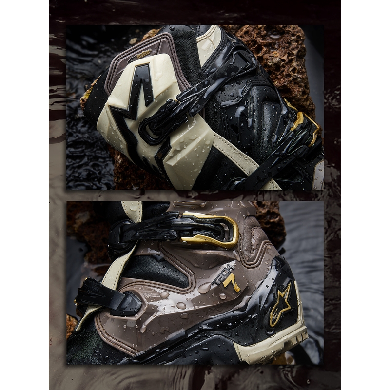 Alpinestars Tech 7 Enduro Drystar motoros csizma fekete-sötétszürke-arany