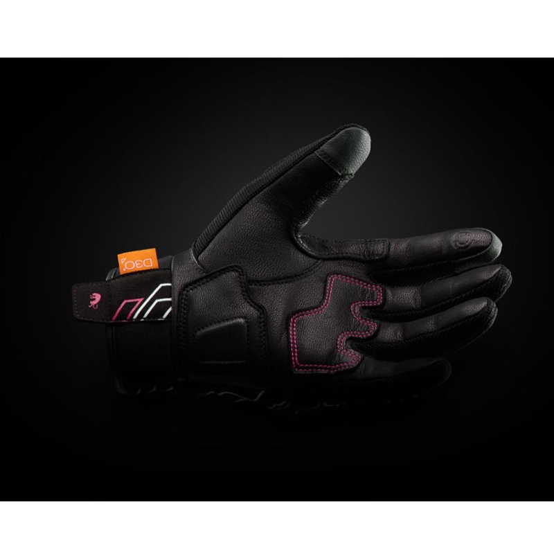 Furygan Jet Neon D3O® Evo női motoros kesztyű fekete-fehér-rózsaszín