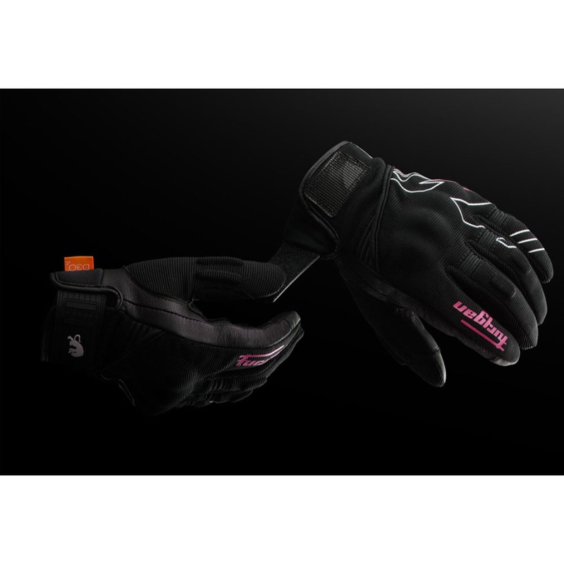 Furygan Jet Neon D3O® Evo női motoros kesztyű fekete-fehér-rózsaszín