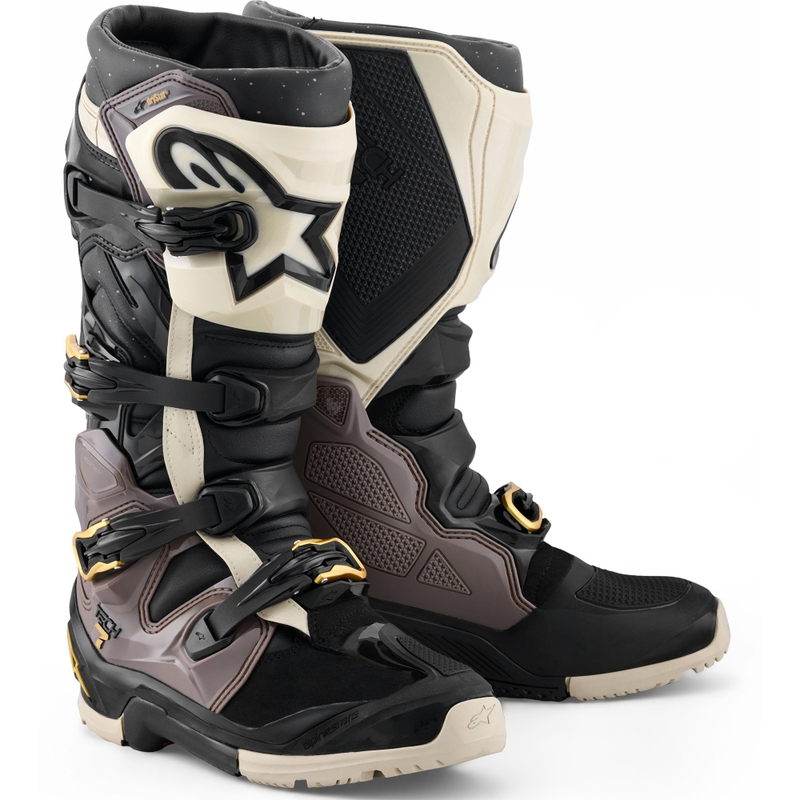 Alpinestars Tech 7 Enduro Drystar motoros csizma fekete-sötétszürke-arany