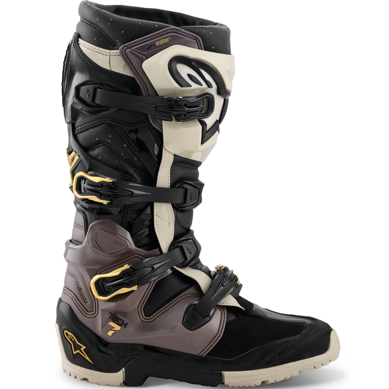 Alpinestars Tech 7 Enduro Drystar motoros csizma fekete-sötétszürke-arany