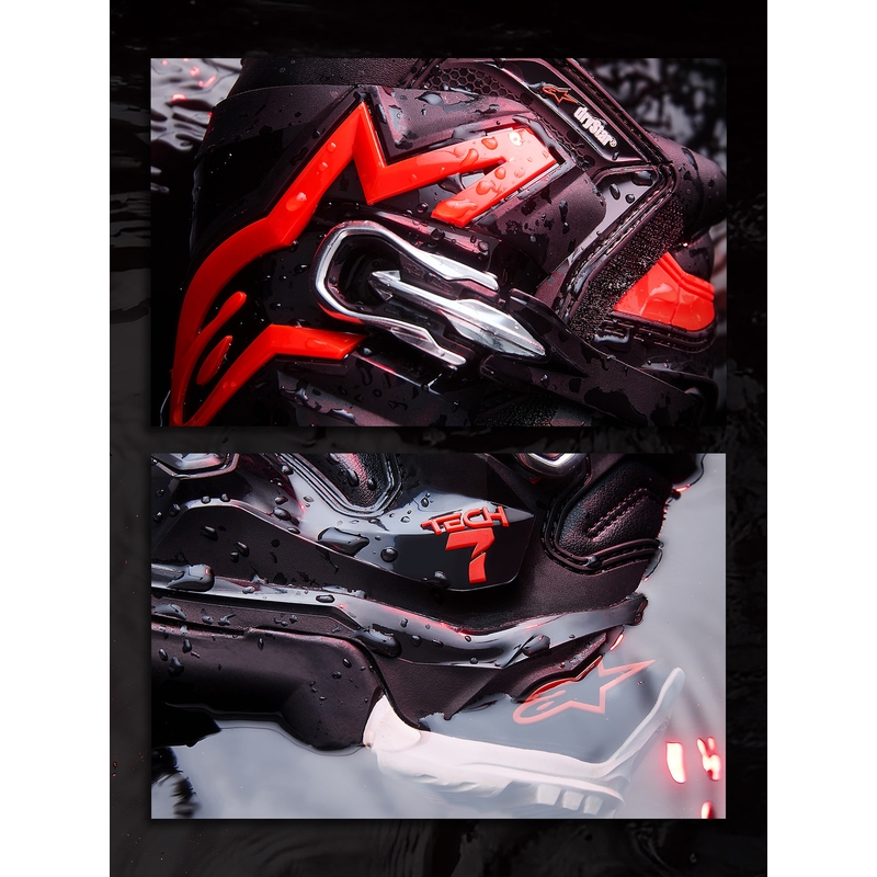 Alpinestars Tech 7 Enduro Drystar motoros csizma fekete-fluo piros-fehér