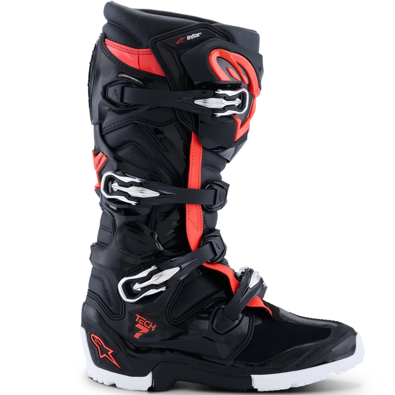 Alpinestars Tech 7 Enduro Drystar motoros csizma fekete-fluo piros-fehér