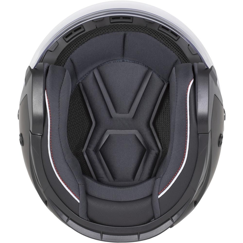 Cassida Reflex 2.0 Safety nyitott motoros bukósisak fehér-piros-szürke-fényvisszaverő ezüst