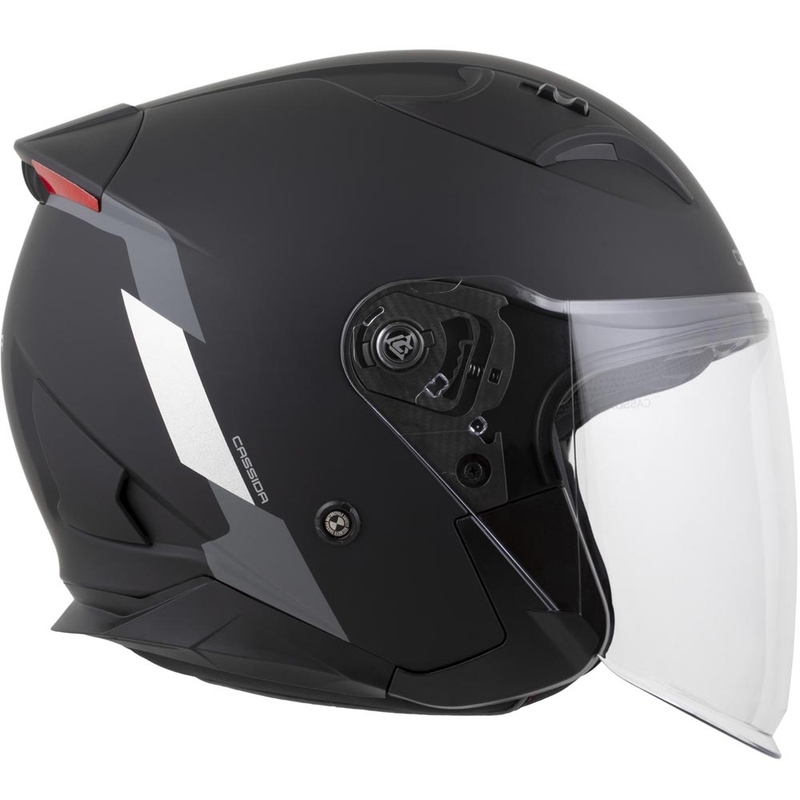 Cassida Reflex 2.0 Safety nyitott motoros bukósisak matt fekete-szürke-fényvisszaverő ezüst
