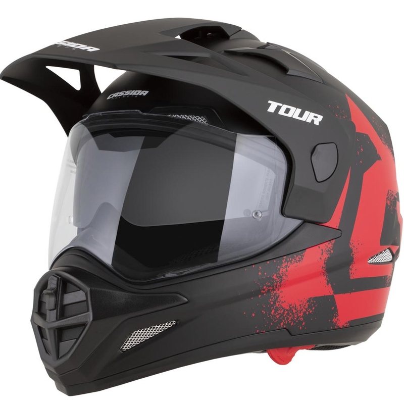 Cassida Tour 2.0 Crew enduro motoros bukósisak matt fekete-piros
