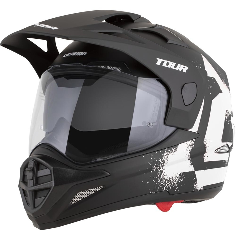 Cassida Tour 2.0 Crew enduro motoros bukósisak matt fekete-fehér