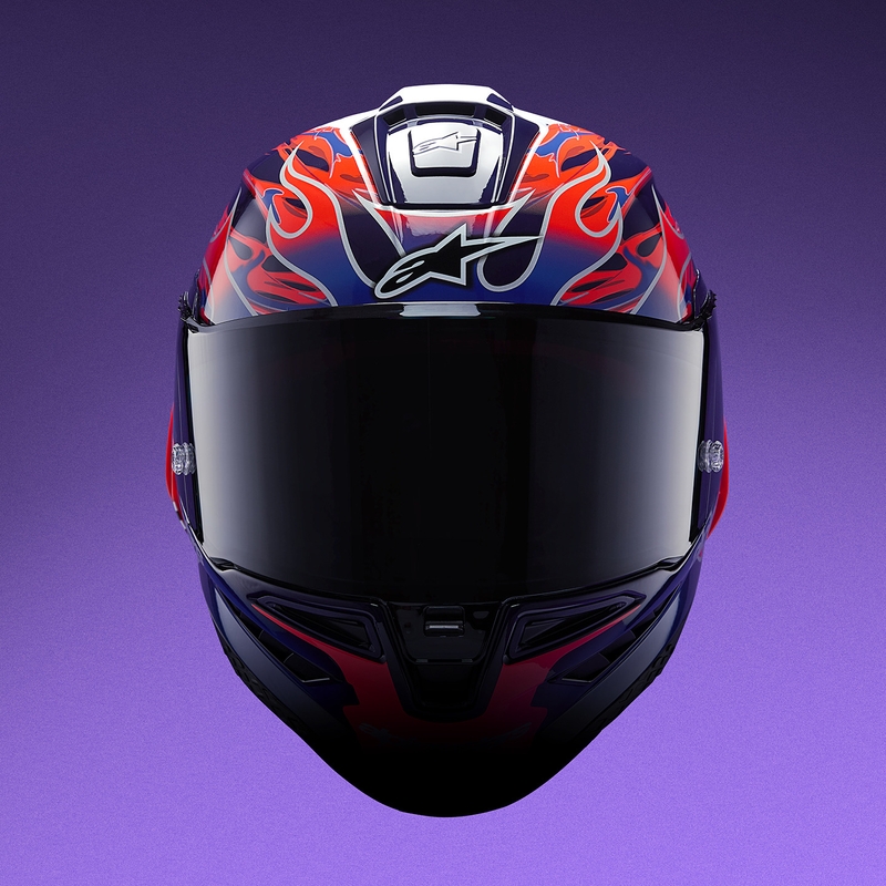 Alpinestars Supertech R-10 Flyte limitált kiadás Jorge Martin zárt motoros bukósisak lila-piros