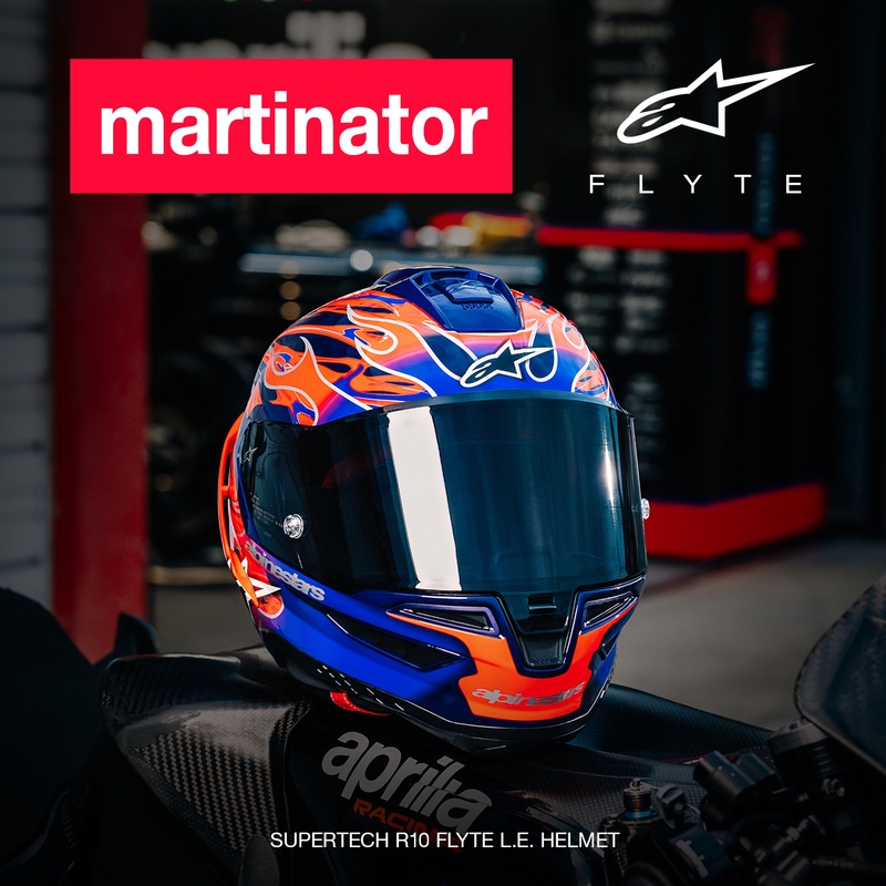 Alpinestars Supertech R-10 Flyte limitált kiadás Jorge Martin zárt motoros bukósisak lila-piros