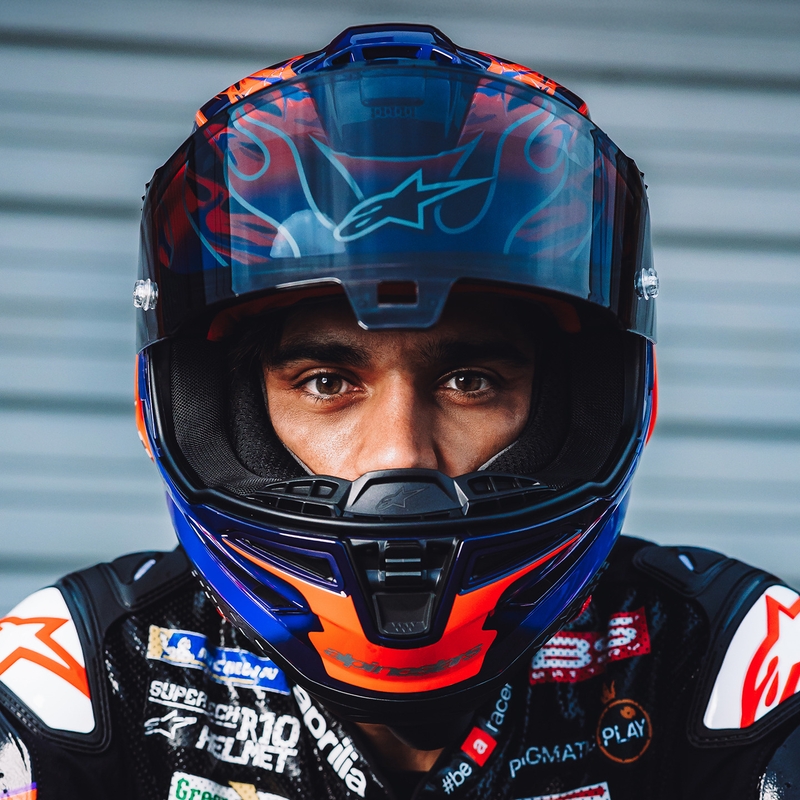 Alpinestars Supertech R-10 Flyte limitált kiadás Jorge Martin zárt motoros bukósisak lila-piros