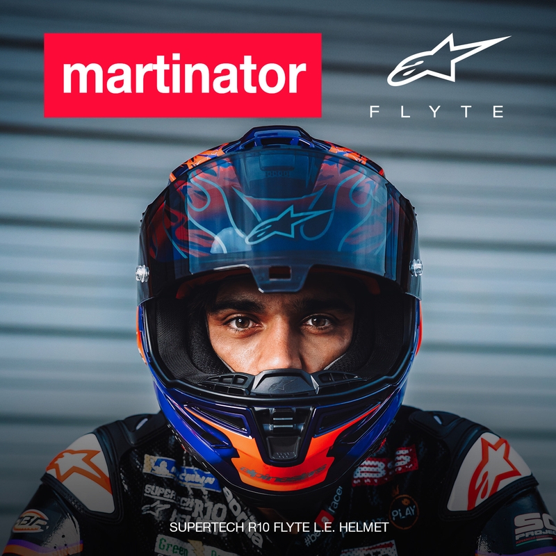 Alpinestars Supertech R-10 Flyte limitált kiadás Jorge Martin zárt motoros bukósisak lila-piros