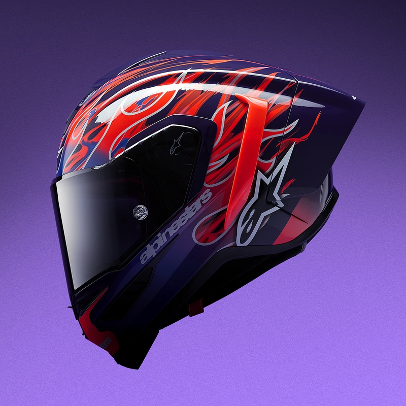 Alpinestars Supertech R-10 Flyte limitált kiadás Jorge Martin zárt motoros bukósisak lila-piros