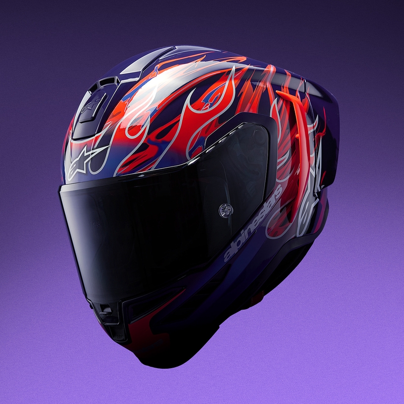 Alpinestars Supertech R-10 Flyte limitált kiadás Jorge Martin zárt motoros bukósisak lila-piros