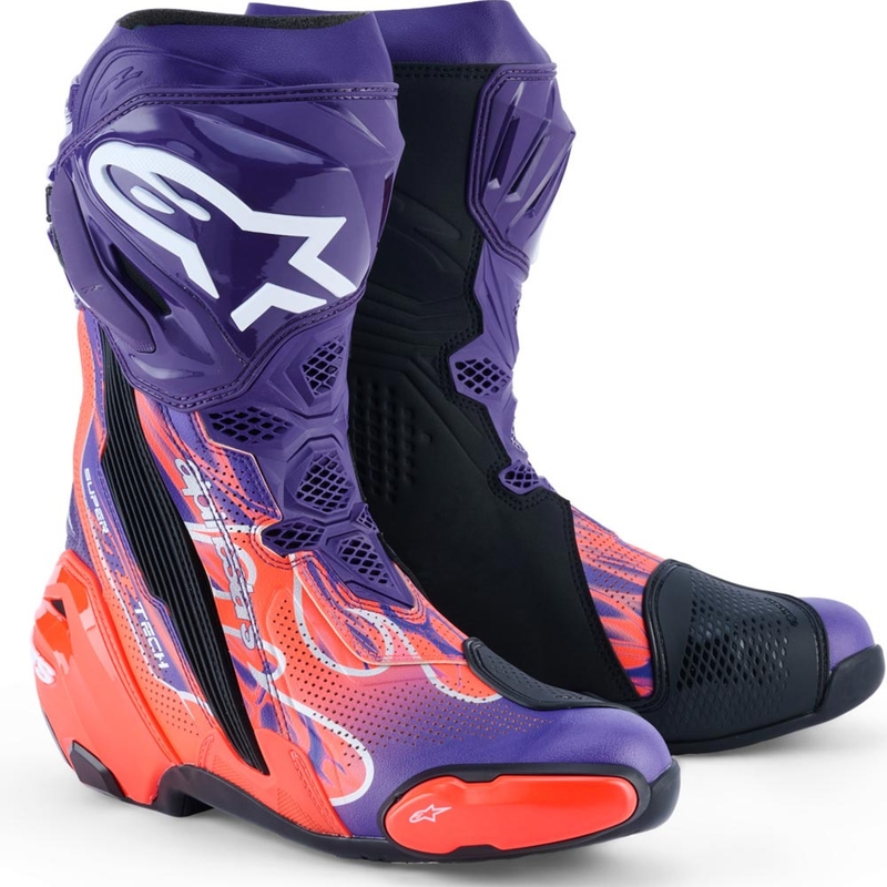 Alpinestars Supertech R Vented Flyte limitált kiadás Jorge Martin motoros csizma lila-piros-fekete