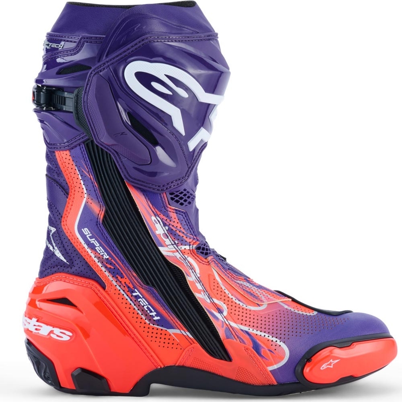 Alpinestars Supertech R Vented Flyte limitált kiadás Jorge Martin motoros csizma lila-piros-fekete