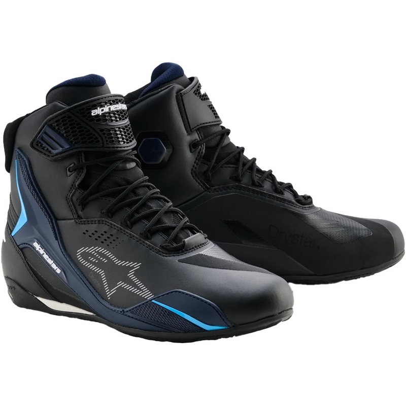 Alpinestars Faster-4 Drystar motoros cipő fekete-kék-fehér