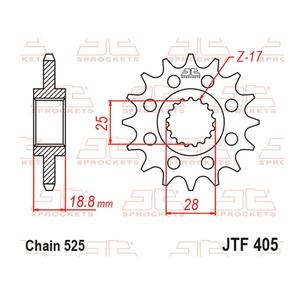Első lánckerék JT JTF 405-19RB 19 fogak,525 rubber cushioned