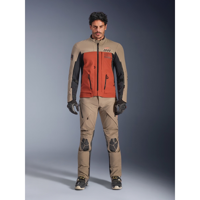 Alpinestars AMT-8 Stretch Drystar XF motoros kabát barna-narancssárga-fekete
