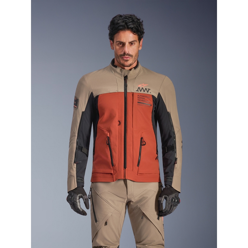 Alpinestars AMT-8 Stretch Drystar XF motoros kabát barna-narancssárga-fekete