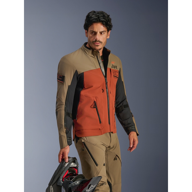 Alpinestars AMT-8 Stretch Drystar XF motoros kabát barna-narancssárga-fekete