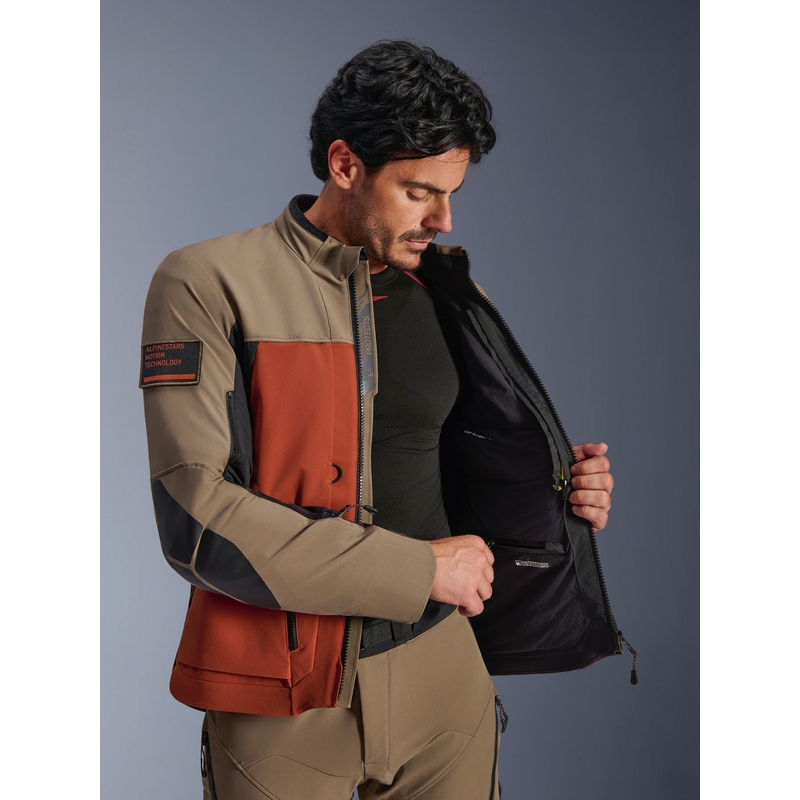 Alpinestars AMT-8 Stretch Drystar XF motoros kabát barna-narancssárga-fekete