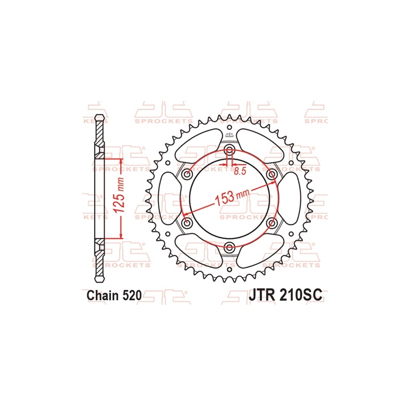 Csillagkerék JT 53 fogak,520 Self Cleaning Lightweight