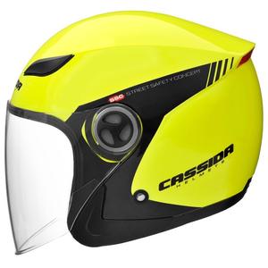 Nyitott motoros sisak Cassida Reflex Safety fekete-neon sárga
