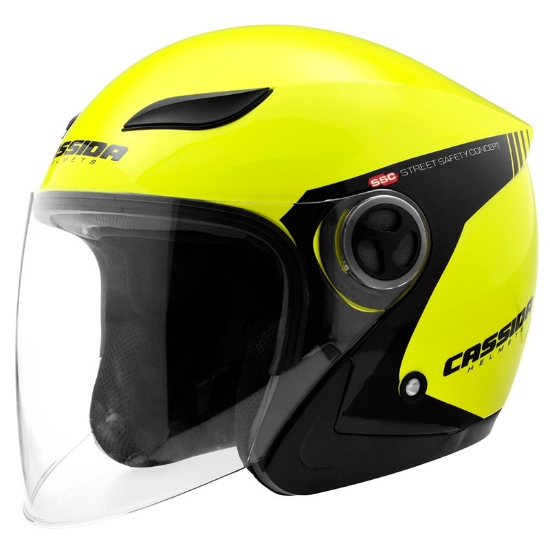 Nyitott motoros sisak Cassida Reflex Safety fekete-neon sárga