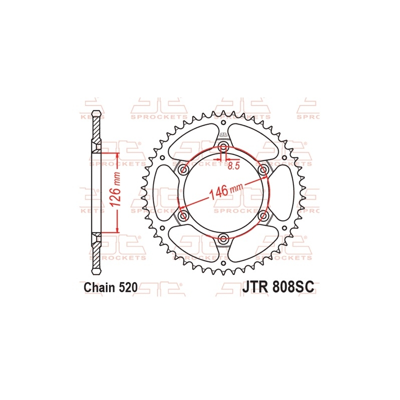 Csillagkerék JT 50 fogak,520 Self Cleaning Lightweight