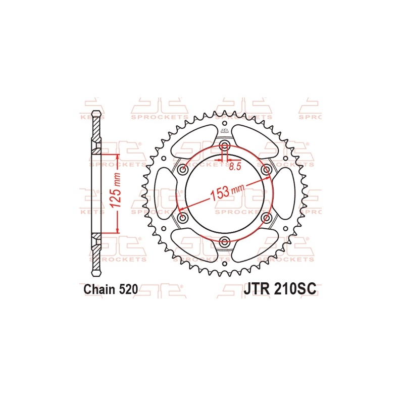 Csillagkerék JT 45 fogak,520 Self Cleaning Lightweight
