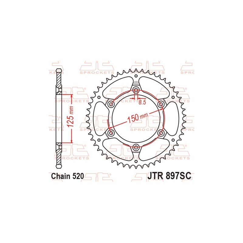 Csillagkerék JT 40 fogak,520 Self Cleaning Lightweight
