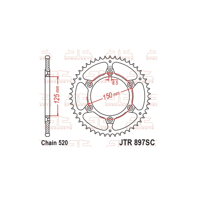 Csillagkerék JT 42 fogak,520 Self Cleaning Lightweight