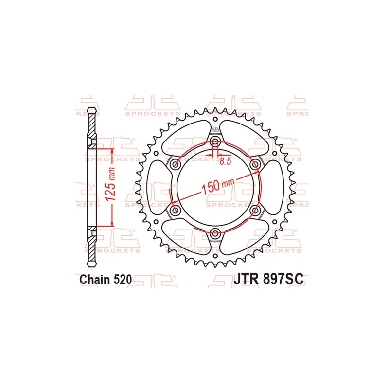 Csillagkerék JT 45 fogak,520 Self Cleaning Lightweight