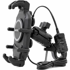 Antivibrační držák na telefon s bezdrátovou nabíječkou a USB-C zásuvkou MotoZem M26-C1 černý