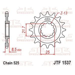 Első lánckerék JT JTF 1537-16RB 16 fogak,525 rubber cushioned