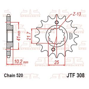 Első lánckerék JT JTF 308-16 16 fogak,520